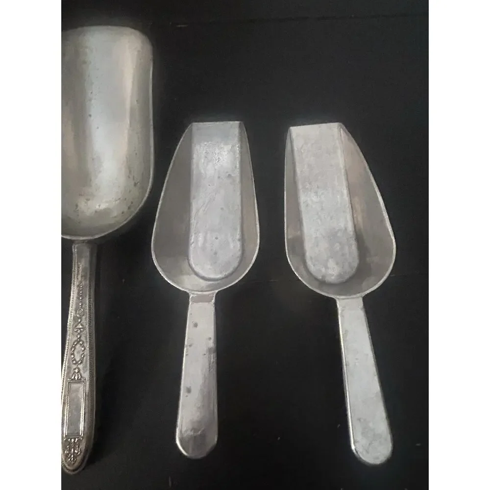 Vintage Serving Utensils Set of 3 Ice Scoops Ornate Floral